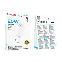 Сетевое З/У Borofone BA104A 1USB+1Type-C 20W QC3.0 белый (1/20/120)