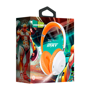 Наушники накладные MORE CHOICE HW34S bluetooth 5.1 с микр. фонарик белый оранжевый 