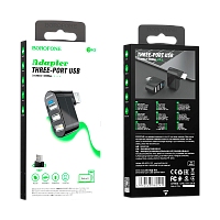 USB-Хаб Borofone DH3 4USB USB (m) черный (1/26/156) 