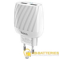 Сетевое З/У HOCO C78A 2USB 2.4A белый (1/12/120)