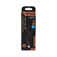 Кабель GoPower GP21TT Type-C (m)-Type-C (m) 1м 3.0A 60W силикон черный (1/200/800)