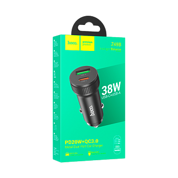 Автомобильное З/У HOCO Z49B 1USB/Type-C 3.0A 38W QC3.0 черный (1/13/130) 