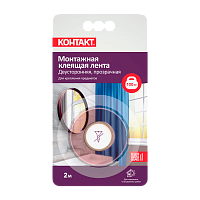 Клейкая лента Контакт Дом 19мм*2м двусторонняя монтажная (1/12/144)