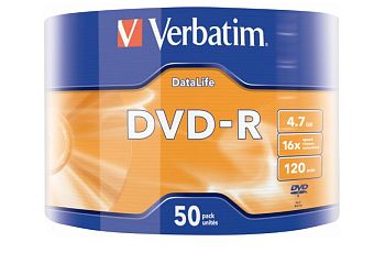 Диск DVD-R Verbatim 4.7GB 16x 50шт. shrink (50/600)