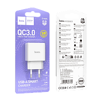 Сетевое З/У HOCO C140A 1USB 3.0A 18W QC3.0 белый (1/36/216) 
