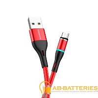 Кабель Borofone BU16 USB (m)-microUSB (m) 1м 2.4A нейлон магнит красный (1/63/252)