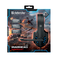 Наушники полноразмерные Defender G-390 Warhead с микр. игровые черный синий (1/20)