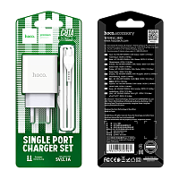 Сетевое З/У HOCO C81A 1USB 2.1A с кабелем Type-C белый (1/23/138)
