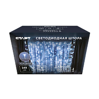 Гирлянда Старт НГ 144LED 1.5х1.5м лампочки занавес медь 8 режимов белый (1/25/50) 