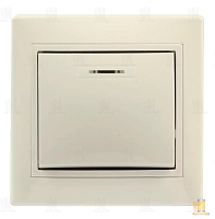 Выключатель Smartbuy 1-клавишный с индикатором 10А бежевый "Венера"