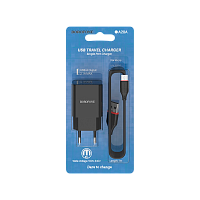 Сетевое З/У Borofone BA20A 1USB 2.1A с кабелем microUSB черный (1/48/192)