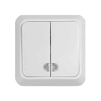 Выключатель Прогресс Fit 2-клав.10A ABS + Керамика с индикатором белый (1/10/100)