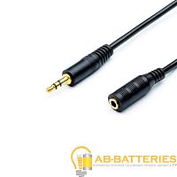 Кабель AUX Atcom Jack 3.5mm (m)-Jack 3.5mm (f) 1.5м силикон черный (1/10/250) 
