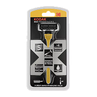 Бритва Kodak MAX Premium Razor 5 лезвий 4 кассеты металлическая ручка плавающая головка (1/12/48)