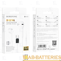 Наушники вставные Borofone BM60 с микр. Type-C (m) белый (1/60/240)