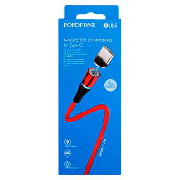 Кабель Borofone BU16 USB (m)-Lightning (m) 1м 2.4A нейлон магнит красный (1/63/252)