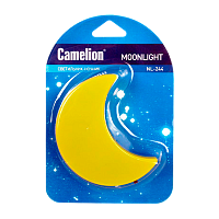 Ночник Camelion NL-244 "Месяц" 220V в розетку желтый (1/24/96)