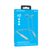 Наушники вставные Borofone BE59 bluetooth 5.3 с микр. с шейным шнурком серый