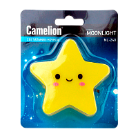 Ночник Camelion NL-240 "Звезда" 1LED 0.5W 220V в розетку желтый (1/24/72)