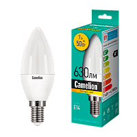 Лампа светодиодная Camelion C35 E14 7W 3000К 220V свеча матовая (1/10/100)