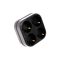 Разветвитель Toker 4Т4 4р.С/З черный в коробке (1/15)