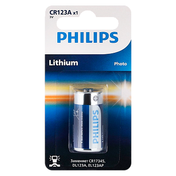 Батарейка Philips CR123A BL1 Lithium 3V (1/10/50) 