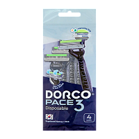 Бритва одноразовая DORCO "PACE3" 3 лезвия 4шт. (1/12)