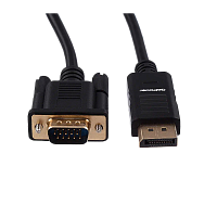Кабель GoPower DisplayPort (m)-VGA (m) 1.8м ПВХ черный Premium Zip-Lock c подвесом (1/100)