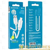 Кабель Borofone BX55 USB (m)-microUSB (m) 1м 2.4A силикон белый (1/360)