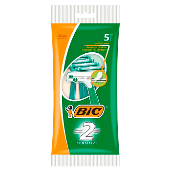 Бритва одноразовая BIC "БИК 2 Sensitive" 2 лезвия 5шт. (1/20)