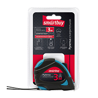 Рулетка измерительная Smartbuy Tools 3м*19мм пластик 2 фиксатора прорезиненная голубой (1/96) 