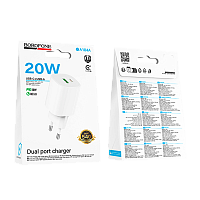 Сетевое З/У Borofone BA104A 1USB+1Type-C 20W QC3.0 белый (1/20/120)