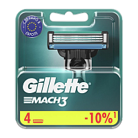 Сменные кассеты Gillette "MACH3" 3 лезвия 4шт. (цена за 1 шт) (4/40)