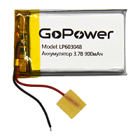 Аккумулятор Li-Pol GoPower LP603048 PK1 3.7V 900mAh с защитой (1/10/250)