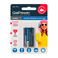 Батарейка GoPower Крона 6LR61 BL1 Alkaline 9V (1/10/240)