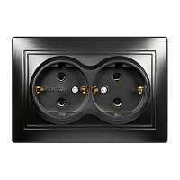 Розетка Smartbuy 2-местная с заземлением 16А черная, "Венера"