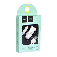 Автомобильное З/У HOCO Z2 1USB 1.5A с кабелем microUSB белый (1/28/280)