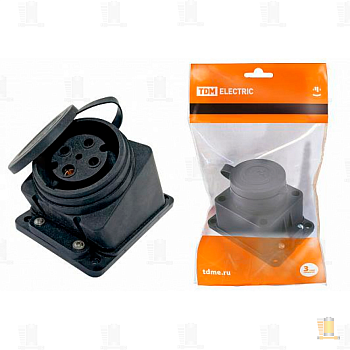 Розетка настенная с загл. наклон. каучук 3Р+РЕ 32А 380В IP44 TDM (SQ0612-0009) /8/64