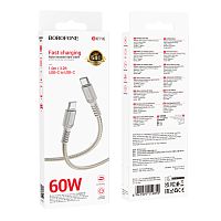 Кабель Borofone BX116 Type-C (m)-Type-C (m) 1м 3.0A 60W серый (1/360)