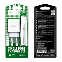 Сетевое З/У HOCO C81A 1USB 2.1A с кабелем Type-C белый (1/23/138) 
