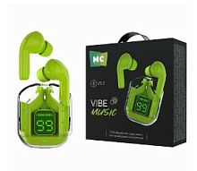 Наушники внутриканальные MORE CHOICE BW07 bluetooth 5.3 с микр. дисплей зеленый (1/20/100)