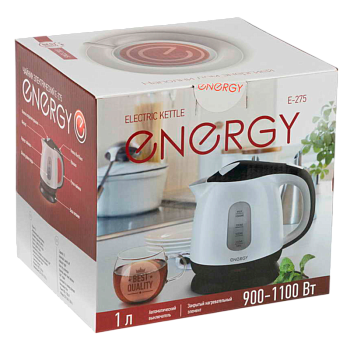 Электрочайник Energy E-275 900-1100W 1л черный белый