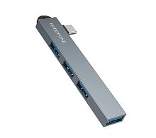 USB-Хаб Borofone FH1A 4USB Type-C (m) USB2.0+USB3.0 серый 