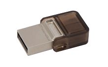 Флеш-накопитель Kingston DataTraveler microDuo 64GB USB2.0 microUSB (m) металл коричневый