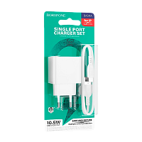 Сетевое З/У Borofone BAS11A 1USB 2.1A с кабелем Lightning белый (1/48/192) 