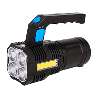 Фонарь ручной Ultraflash LED53766 3W 4LED+COB от аккумулятора microUSB 4 режима черный (1/54)