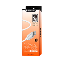 Кабель Borofone BX14 USB (m)-Lightning (m) 2м 2.0A ПВХ белый (1/360)