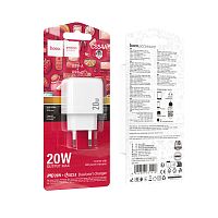 Сетевое З/У HOCO CS54A 1USB+1Type-C 3.0A 20W QC3.0 белый (1/30/180)