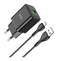 Сетевое З/У HOCO N26 1USB 18W QC3.0 с кабелем microUSB черный (1/13/130)