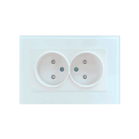 Розетка Прогресс Glass 2гн. 10A Б/З ABS + Керамика белый (1/10/200)